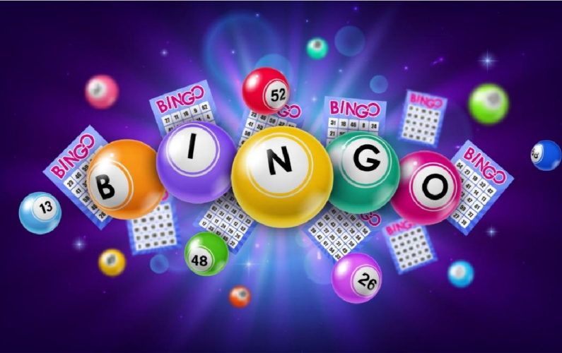 Stylized image of colorful BINGO balls with the letters BINGO on them.